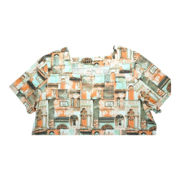 Coral Bay Womens 1X Plus‎ T-Shirt Top Orange Tan Short Sleeve Poly Cotton - Picture 3 of 4